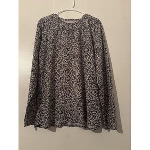 Leopard Print Long Sleeve Crew Neck Top - Size 2x- Brown/Black/Beige- plus sized